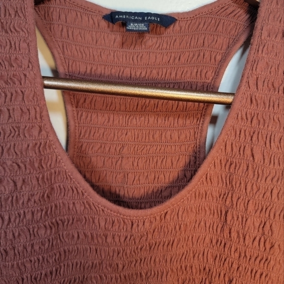 AMERICAN Eagle ruched rust color crop top. Size small. - Picture 6 of 8